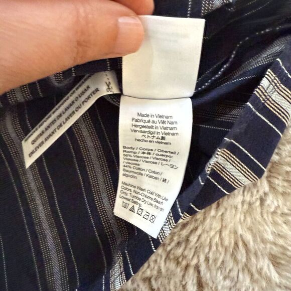 NWOT J.Crew Women Navy Striped Wrap Blazer Sz L Lightweight Career BohoChic $118 - Picture 8 of 14